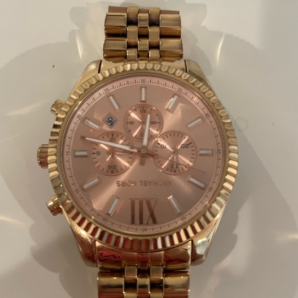 Michael Kors Pink and Gold Chronograph Watch - Picture 1 of 3